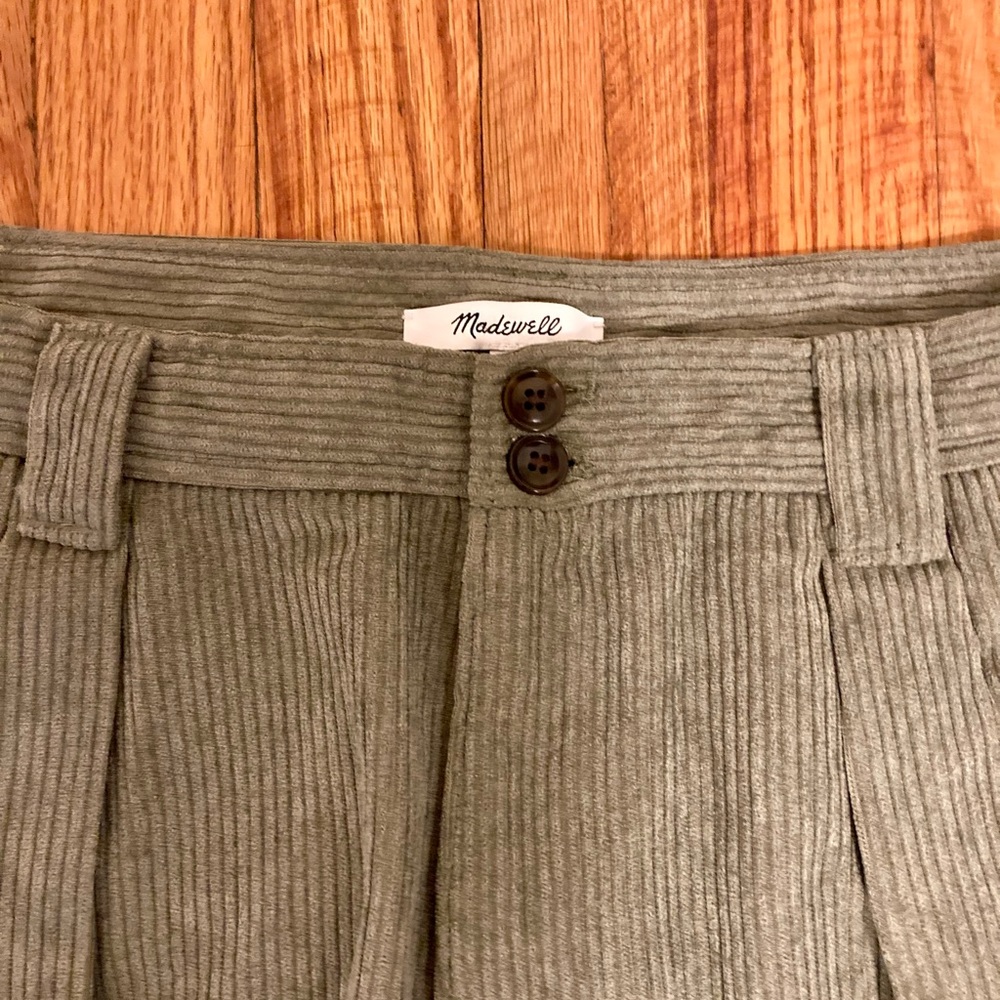 NWT Madewell Green Corduroy Wide Leg Tapered High-Rise Pants